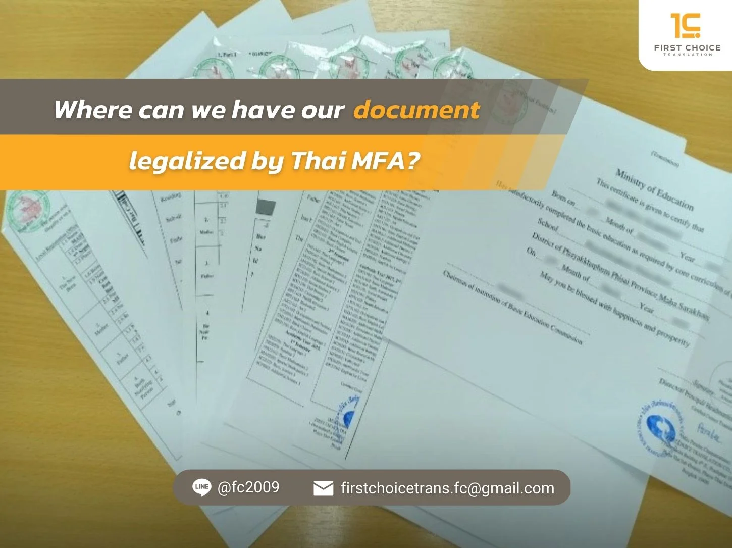 Where can we have our document legalized by Thai MFA