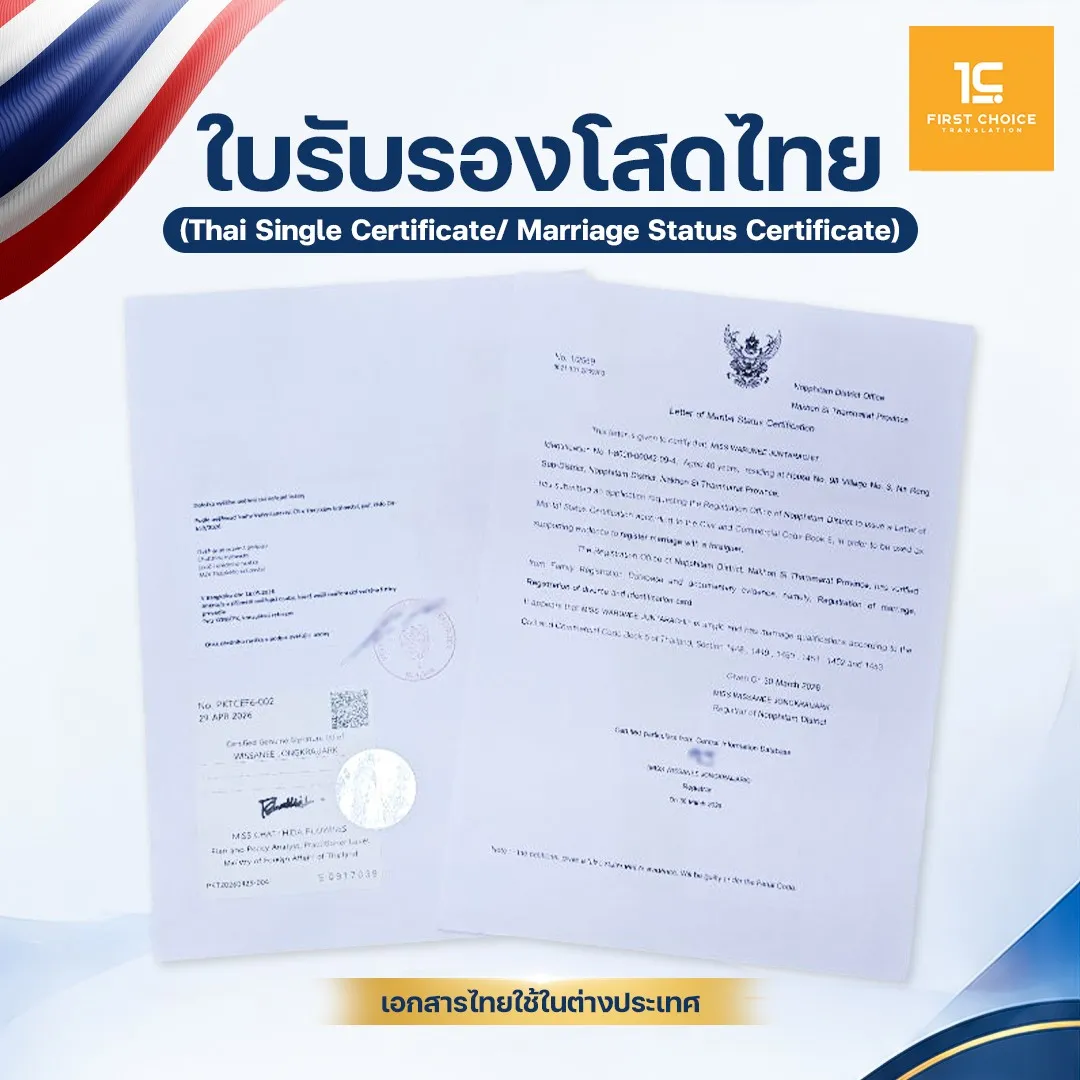 ตัวอย่างใบรับรองโสดไทย (2) 2 ตัวอย่างใบรับรองโสดไทย (2) 2